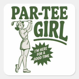 Mädchen Golferin Lustiges Par-Shirt Mädchen für Go Quadratischer Aufkleber
