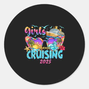 Mädchen Gone Cruising 2025 Kreuzfahrt Urlaubstrip  Runder Aufkleber