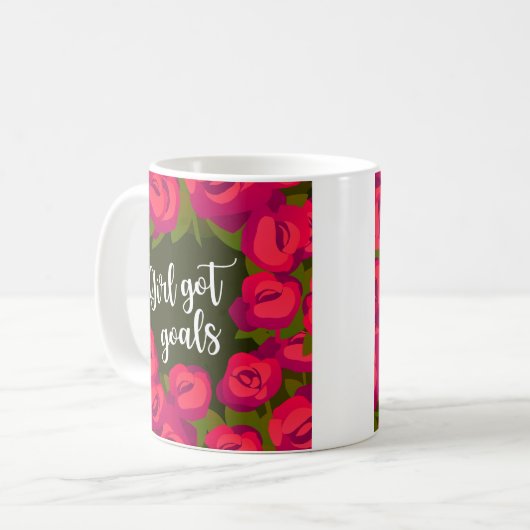 Mädchen got rote und grüne Ziele Kaffeetasse (Vorderseite Links)