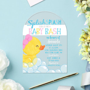 Mädchen Gummi-Enten-Baby-Shower-Acryleinladung Acryleinladungen