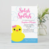 Mädchen Gummiente Baby Shower Evite oder Ausdruck Einladung (Stehend Vorderseite)