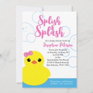 Mädchen Gummiente Baby Shower Evite oder Druck Einladung
