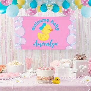 Mädchen-Gummiente Willkommen Baby Name Hängend Banner
