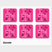 Mädchen Gymnastik Crossword Skills Hot Pink & Whit Quadratischer Aufkleber (Blatt)