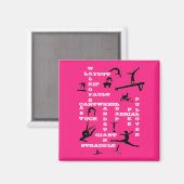 Mädchen Gymnastik Fähigkeiten Crossword Pink Magne Magnet (Vorderseite/Rückseite)