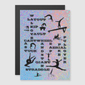 Mädchen Gymnastik Fähigkeiten Crossword Shiny Silv Magnetkarte (Vorne/Hinten)