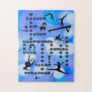 Mädchen Gymnastik Fähigkeiten Crosswords Blau Puzzle