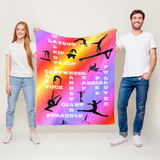 Mädchen Gymnastik Fähigkeiten Crosswords farbenfro Fleecedecke (Beispiel)