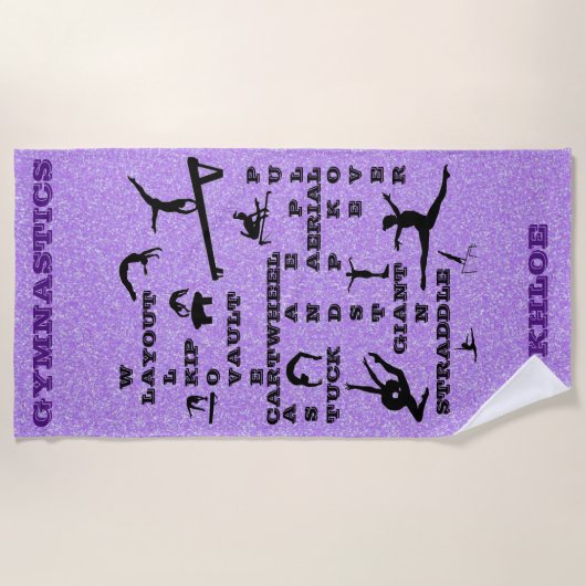 Mädchen Gymnastik Fähigkeiten Crosswords Strand Ha Strandtuch (Vorderseite)