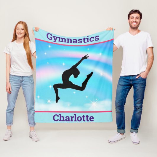 Mädchen Gymnastik Leap Regenbogenwolken Fleecedecke (Beispiel)