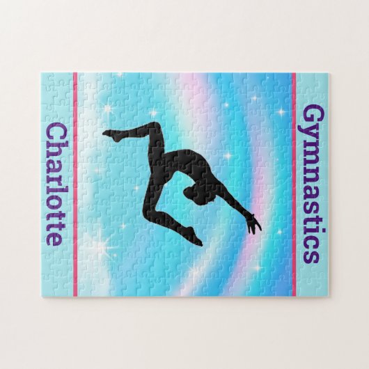 Mädchen Gymnastik Leap Regenbogenwolken Puzzle (Horizontal)