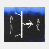 Mädchen Gymnastik Schwarz, Blau, Weiß mit Teamname Fleecedecke (Vorderseite (Horizontal))