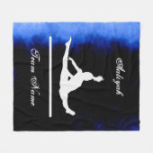 Mädchen Gymnastik Schwarz, Blau, Weiß mit Teamname Fleecedecke (Vorderseite (Horizontal))