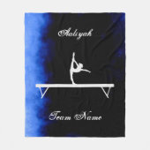 Mädchen Gymnastik Schwarz, Blau, Weiß mit Teamname Fleecedecke (Vorderseite)