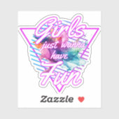 Mädchen haben einfach Spaß beim 80er Aufkleber (Blatt)