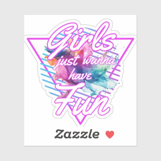 Mädchen haben einfach Spaß beim 80er Aufkleber (Blatt)