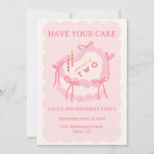 Mädchen haben Ihren Kuchen, essen sie es ZWEI Einladung (Vorderseite)