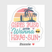 Mädchen haben nur die Sonne - Sommer-Vibes-Sticker Aufkleber (Blatt)