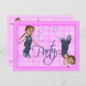 Mädchen haben Spaß, Party einladen Einladungspostkarte (Vorne/Hinten)
