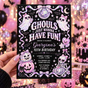 Mädchen Halloween Geburtstag Ghouls wollen nur Spa Einladung
