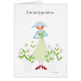 Mädchen halten Blume Get Well Card