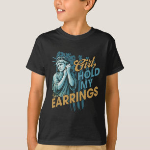 Mädchen halten meine Ohren kämpfen Mode Statue der T-Shirt