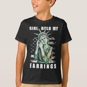 Mädchen halten meinen Ohrkampfmodus Freiheitsstatu T-Shirt