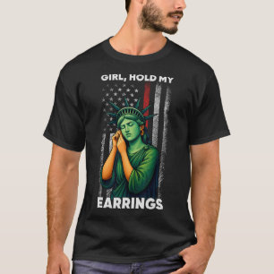 Mädchen halten meinen Ohrkampfmodus Freiheitsstatu T-Shirt