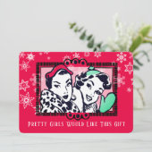 Mädchen handgemachte Strickfaser Weihnachtskarte Feiertagskarte (Stehend Vorderseite)