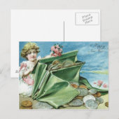 Mädchen Handtasche Münzen Geld Rose Postkarte (Vorne/Hinten)
