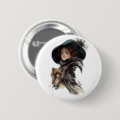 Mädchen Harrison Fisher in einem aquamarinen Hut Button (Vorne & Hinten)