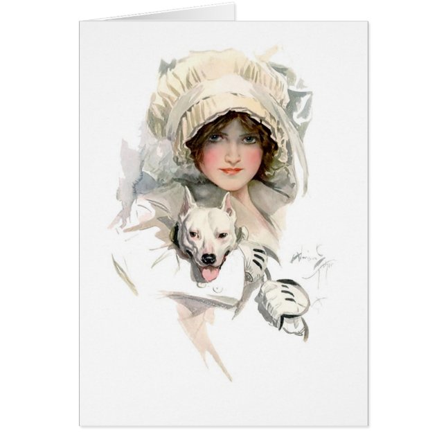 Mädchen Harrison Fisher und ihr Hund (Vorne)