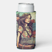 Mädchen hat Gepäck Selters Dosenkühler (Seltzer Vorderseite)