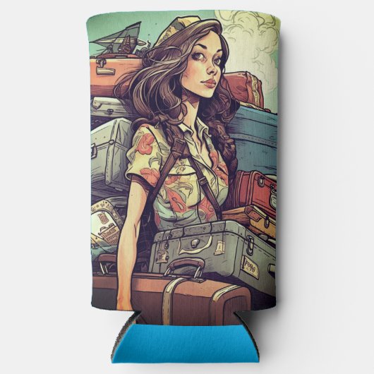 Mädchen hat Gepäck Selters Dosenkühler (Vorderseite)