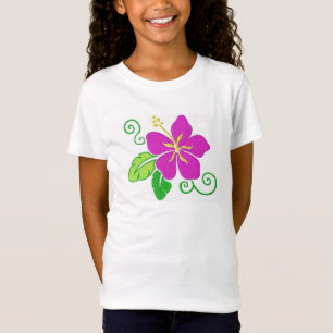 Mädchen-hawaiischer Hibiskus-Blumen-T - Shirt