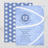 Mädchen hellblaue Basketball Geburtstagsparty Einladung (Vorne/Hinten)