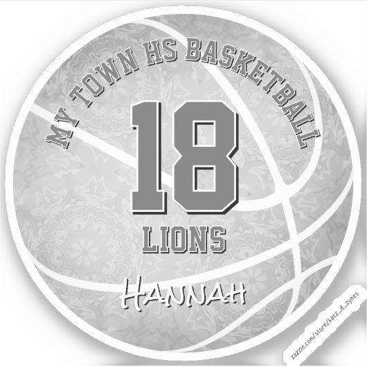 Mädchen hellgrauer Basketball mit Teamname Aufkleber (Vorderseite)