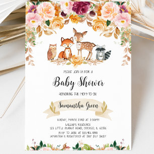 Mädchen Herbst Wald Baby Shower Einladung