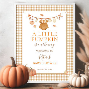 Mädchen Herbstkleidung Kürbis Babyparty Willkommen Poster