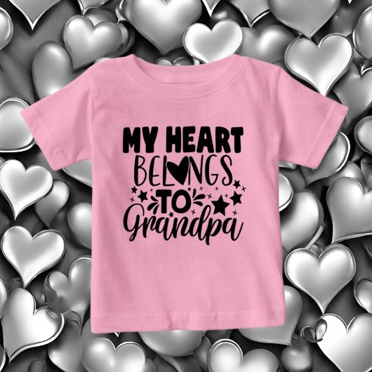 Mädchen Herz Grandpa Wort Kunst Baby T-shirt