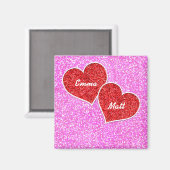MÄDCHEN-HERZPINK-GLITZER MAGNET (Vorderseite/Rückseite)