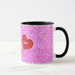 MÄDCHEN-HERZPINK-GLITZER TASSE