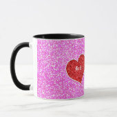 MÄDCHEN-HERZPINK-GLITZER TASSE (Links)