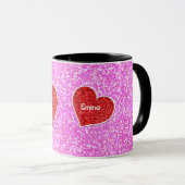 MÄDCHEN-HERZPINK-GLITZER TASSE (VorderseiteRechts)