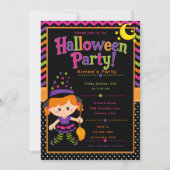 Mädchen Hexen Halloween-Party Einladung (Vorderseite)