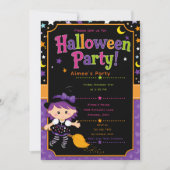 Mädchen Hexen Halloween-Party Einladung (Vorderseite)