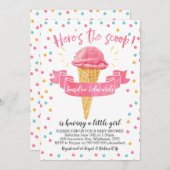 Mädchen Hier ist die Scoop Baby Duwer Einladung (Vorne/Hinten)