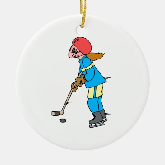 Mädchen-Hockey-Spieler Keramik Ornament (Vorne)
