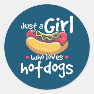 Mädchen Hotdog-Liebhaber Fast Food Runder Aufkleber