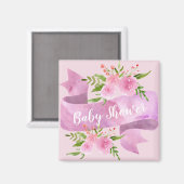 Mädchen, Hübsch, elegant, floralblau, pink Babydus Magnet (Vorderseite/Rückseite)